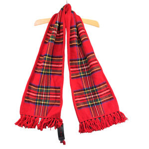 Ralph Ralph Lauren Men's Scarf Red Plaid Size 1 10x54 100% Lambswool W/Tags